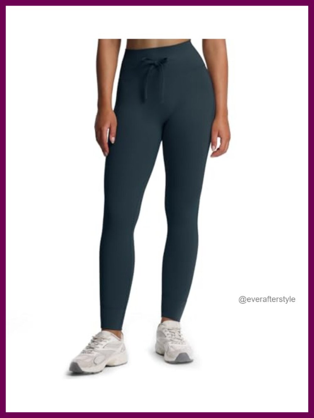 High Rise Ankle Leggings 75% Nylon 25% Spandex Drawstring Tummy Control